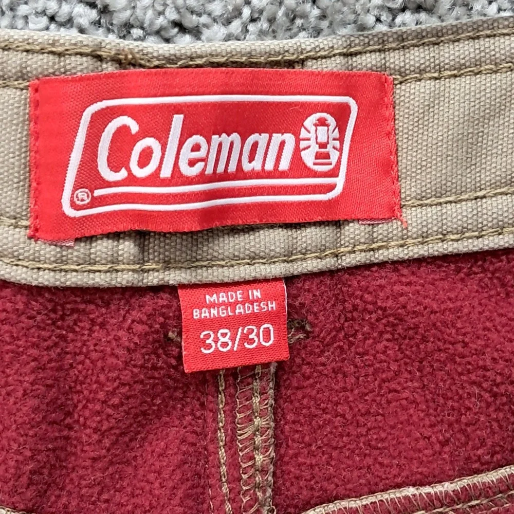 Coleman Mens Fleece Lined Canvas Utility Pants Tan Khaki Workwear 38x30